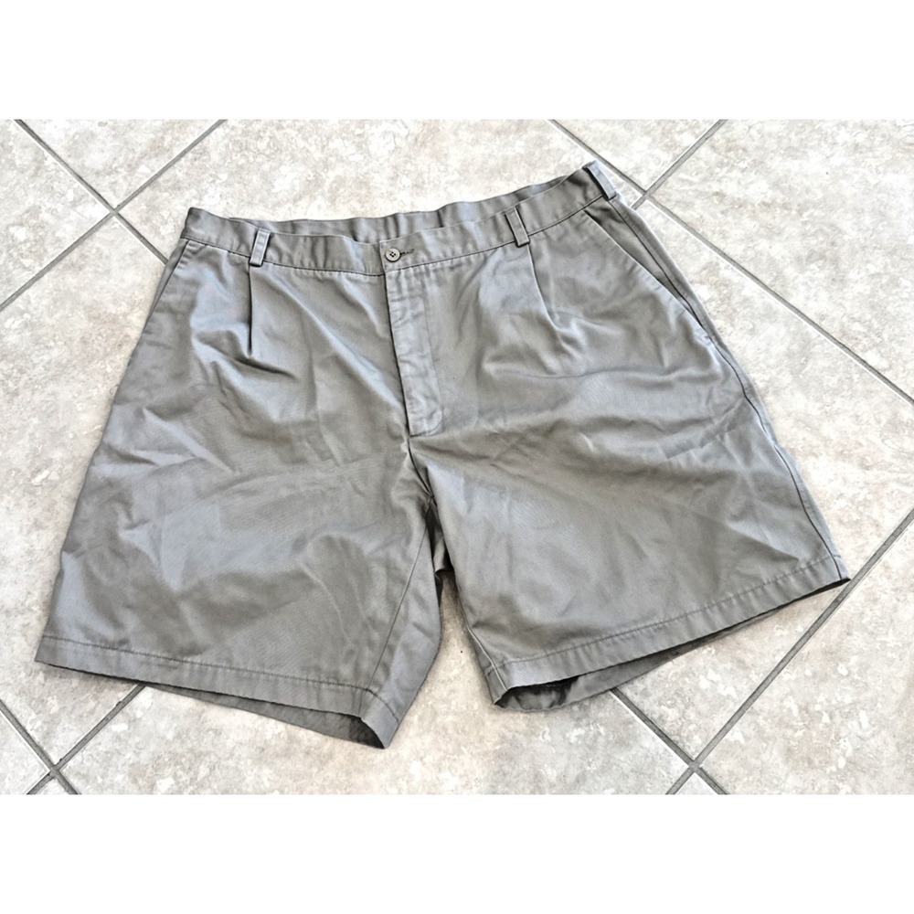Nike Golf Shorts Mens 40 Tan Khaki Pleated Dri-FIT Cotton Blend Casual 8" Inseam